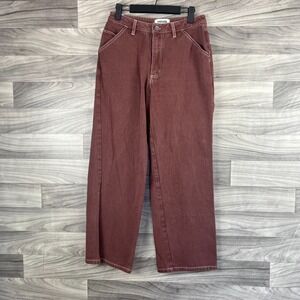 RSQ Jeans Women's Medium Reddish Brown‎ High-Rise Casual Wide-Leg Skater Grunge
